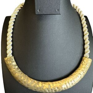 Chico's Hammered-Style Bar Slider Cord Necklace